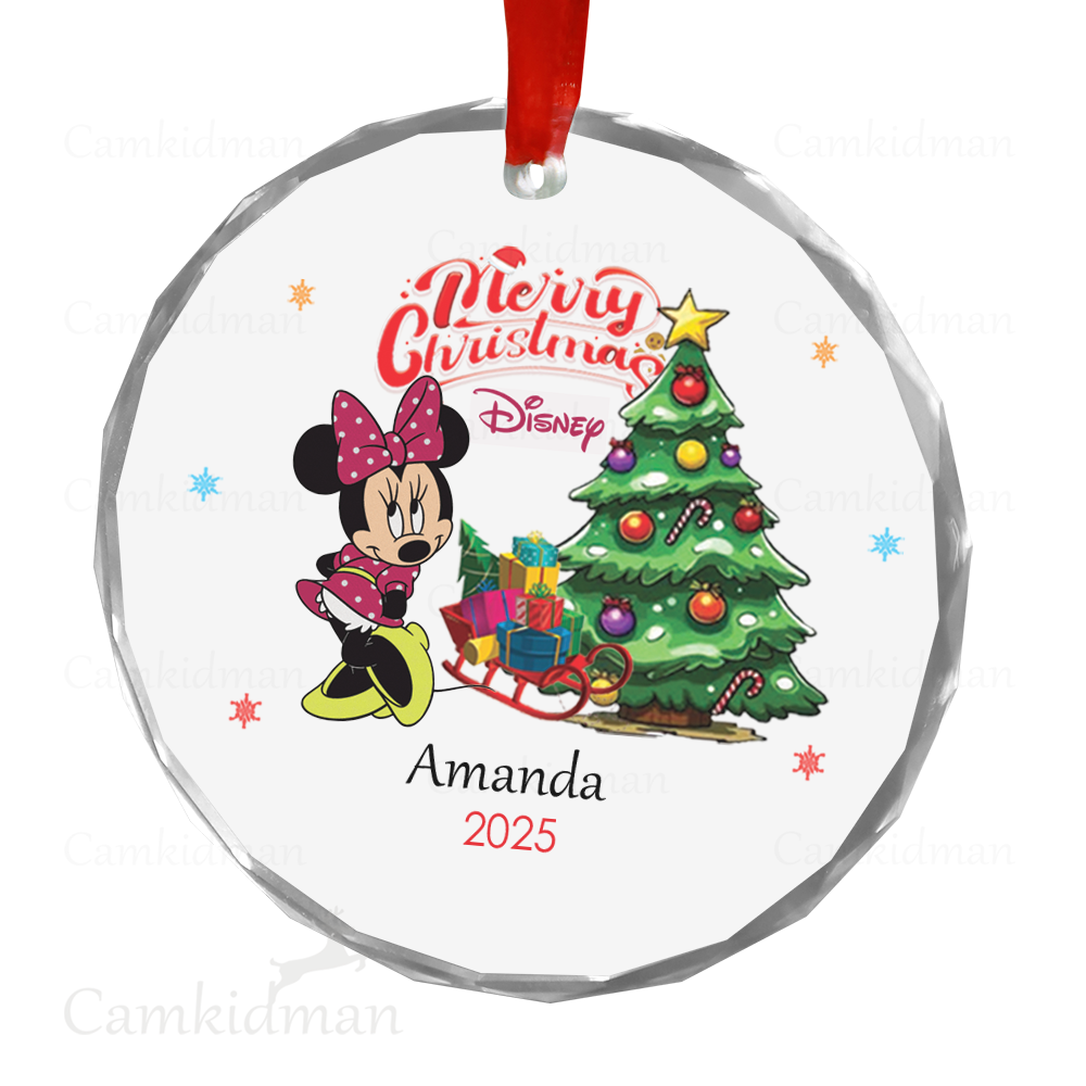 Personalized Name Disney Minnie Christmas Tree 2025 Ceramic Ornament Glass Ornament