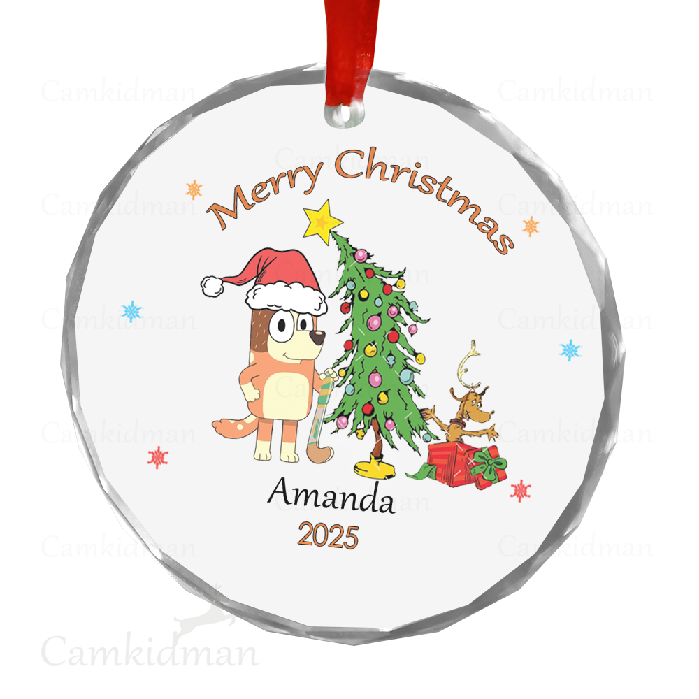Personalized Name Bingo Christmas Tree 2025 Glass Round Ceramic Ornament Glass Ornament Decoration