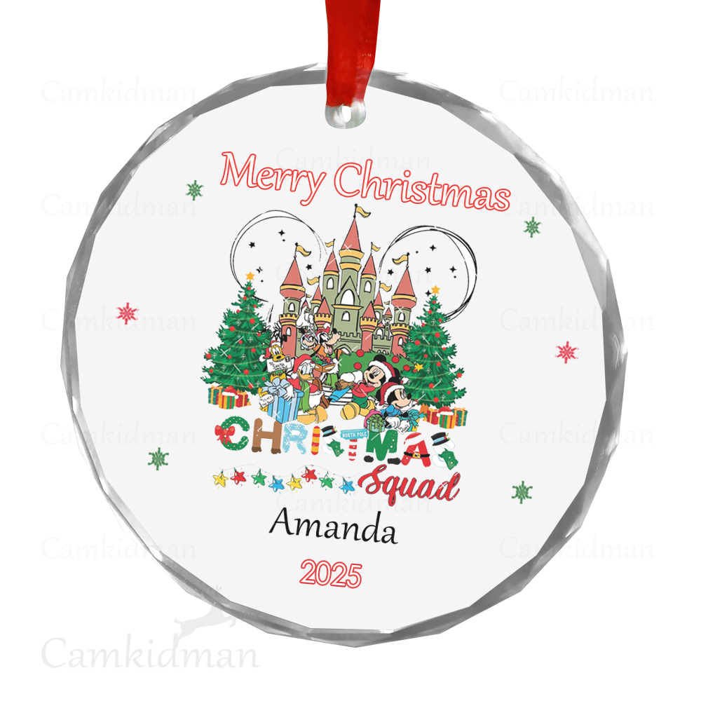 Personalized Name Disney Mickey & Friends Group Ceramic Ornament Glass Ornament 2025  Glass Christmas Decoration