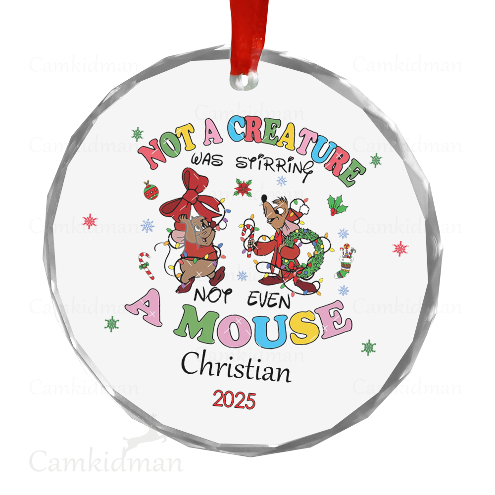 Personalized Name Disney Chipmunks Creature Not Stirring Quote 2025 Glass Christmas Ornament
