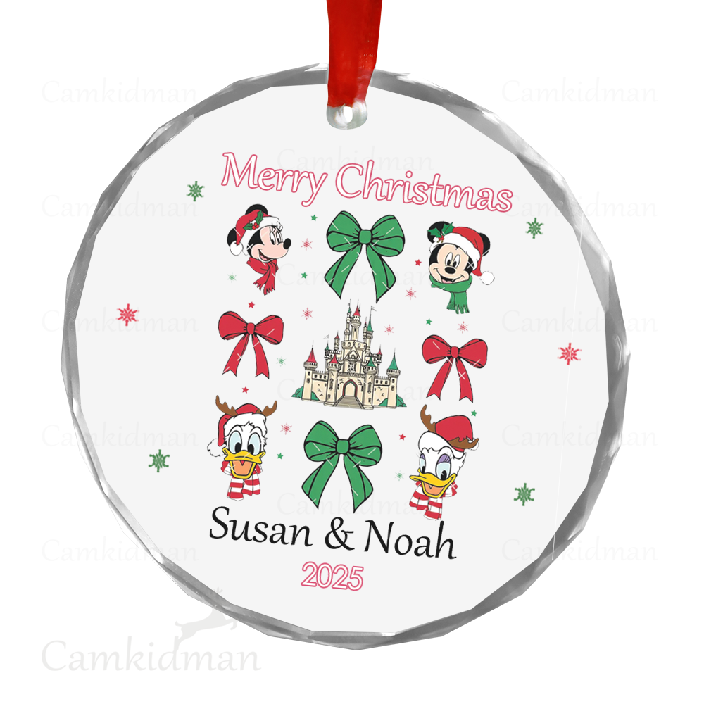 Personalized Name Disney Mickey Mouse Purple Tree Ceramic Ornament Glass Ornament 2025  Glass Christmas Decoration