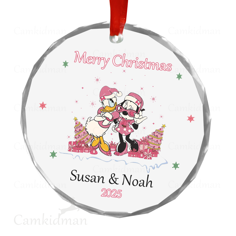 Personalized Name Disney Characters Dancing Christmas Ceramic Ornament Glass Ornament 2025  Glass Holiday Keepsake