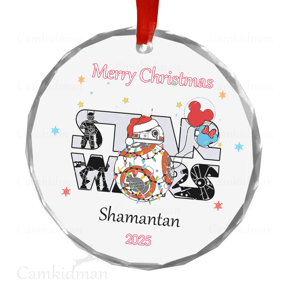 Personalized Name Disney Mickey & Friends Group Holiday Ceramic Ornament Glass Ornament 2025  Glass Keepsake