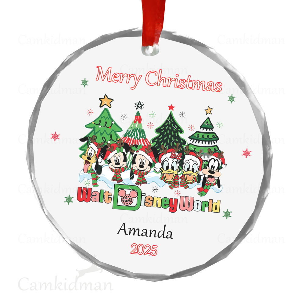 Personalized Name Disney Chipmunks Nut House 2025 Glass Holiday Christmas Ornament