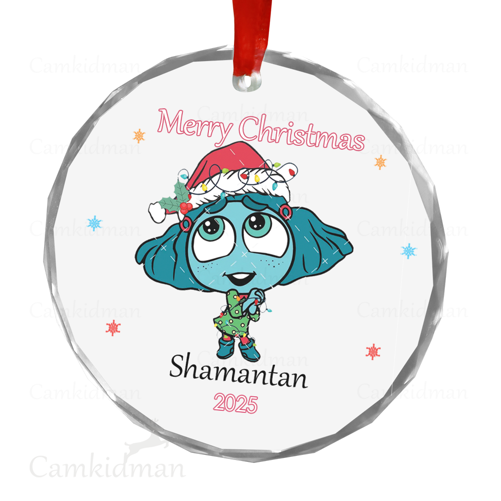 Personalized Name Blue Cartoon Character Ceramic Ornament Glass Ornament 2025 Funny Holiday Glass Decoration