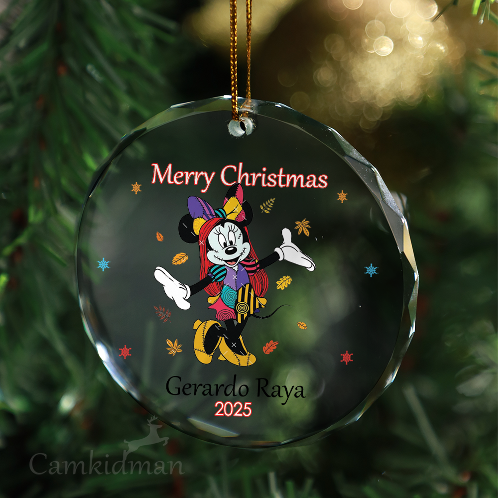 Mickey Goofy Personalized Name 2025 Glass Ornament gifts