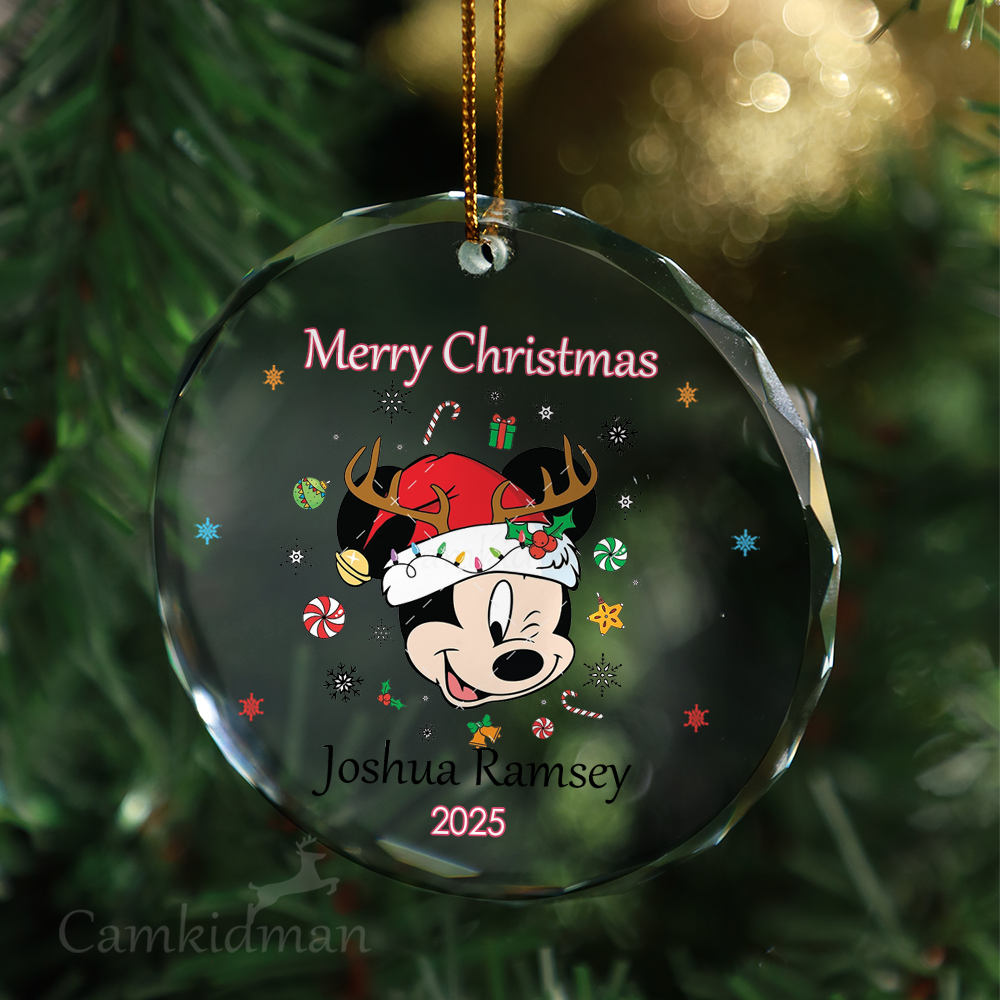 Minnie Bow Personalized Name 2025 Glass Ornament 