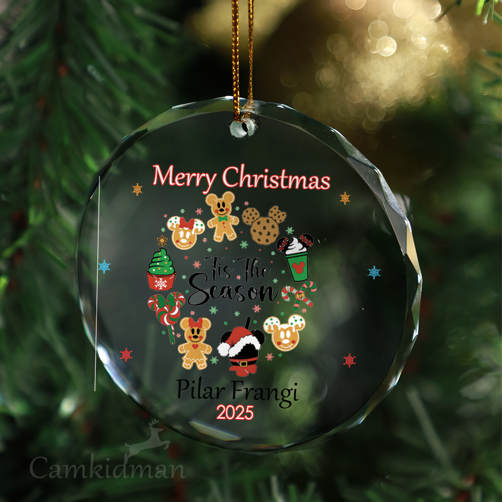 Mickey Minnie Season Personalized Name 2025 Glass Ornament children's gifts
