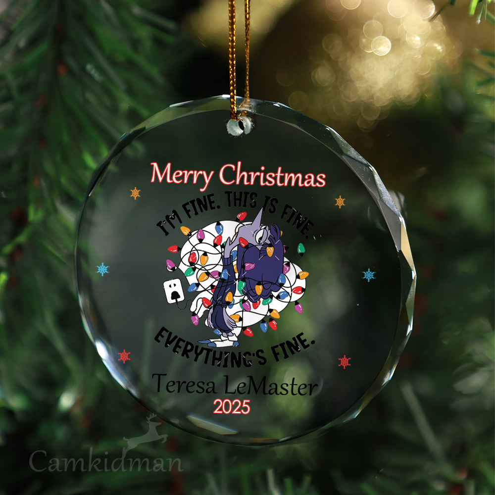 Everything Is Fine Purple Villain gifts family Glass Christmas Ornament