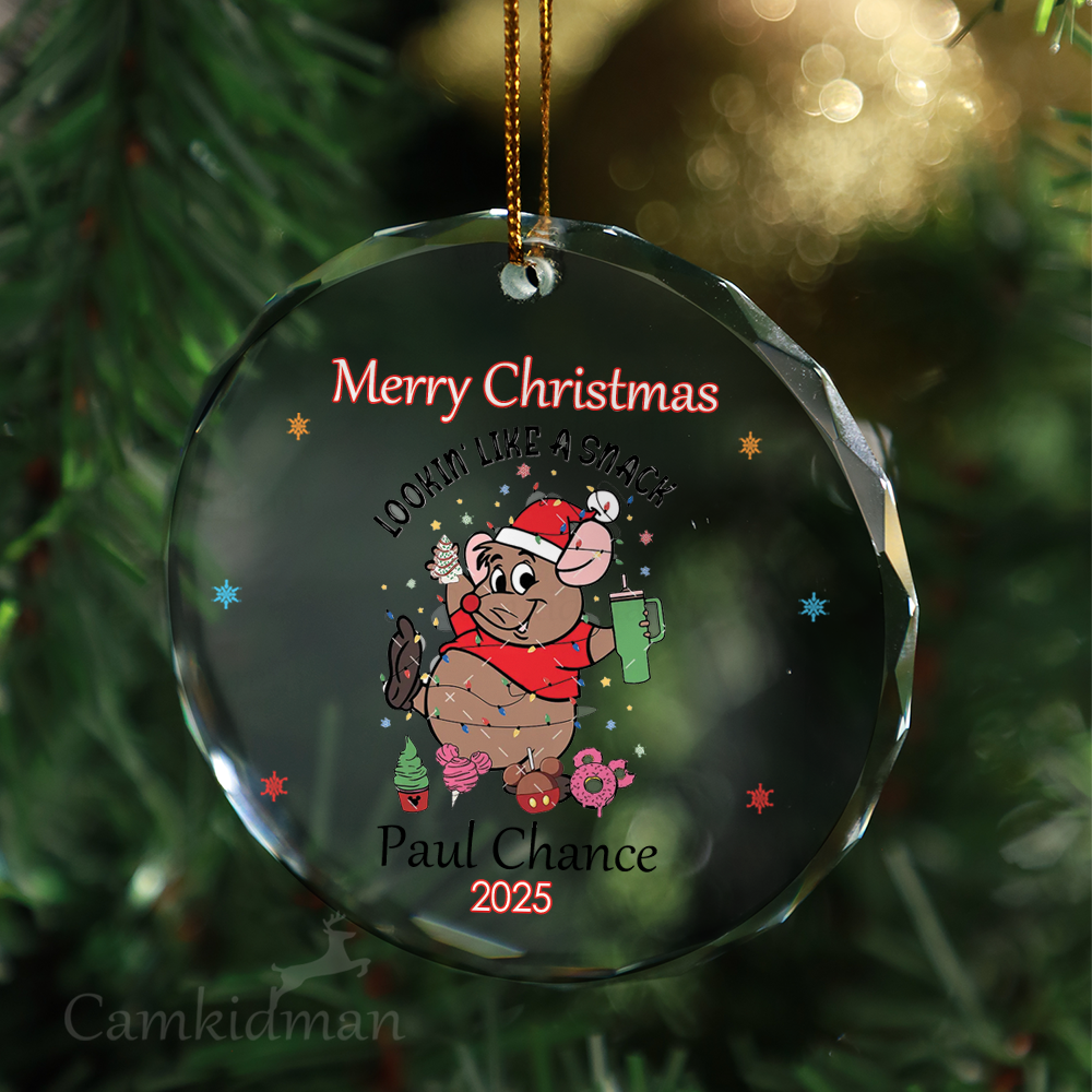 Looking Like A Snack Santa Personalized Name 2025 Glass Ornament gifts family