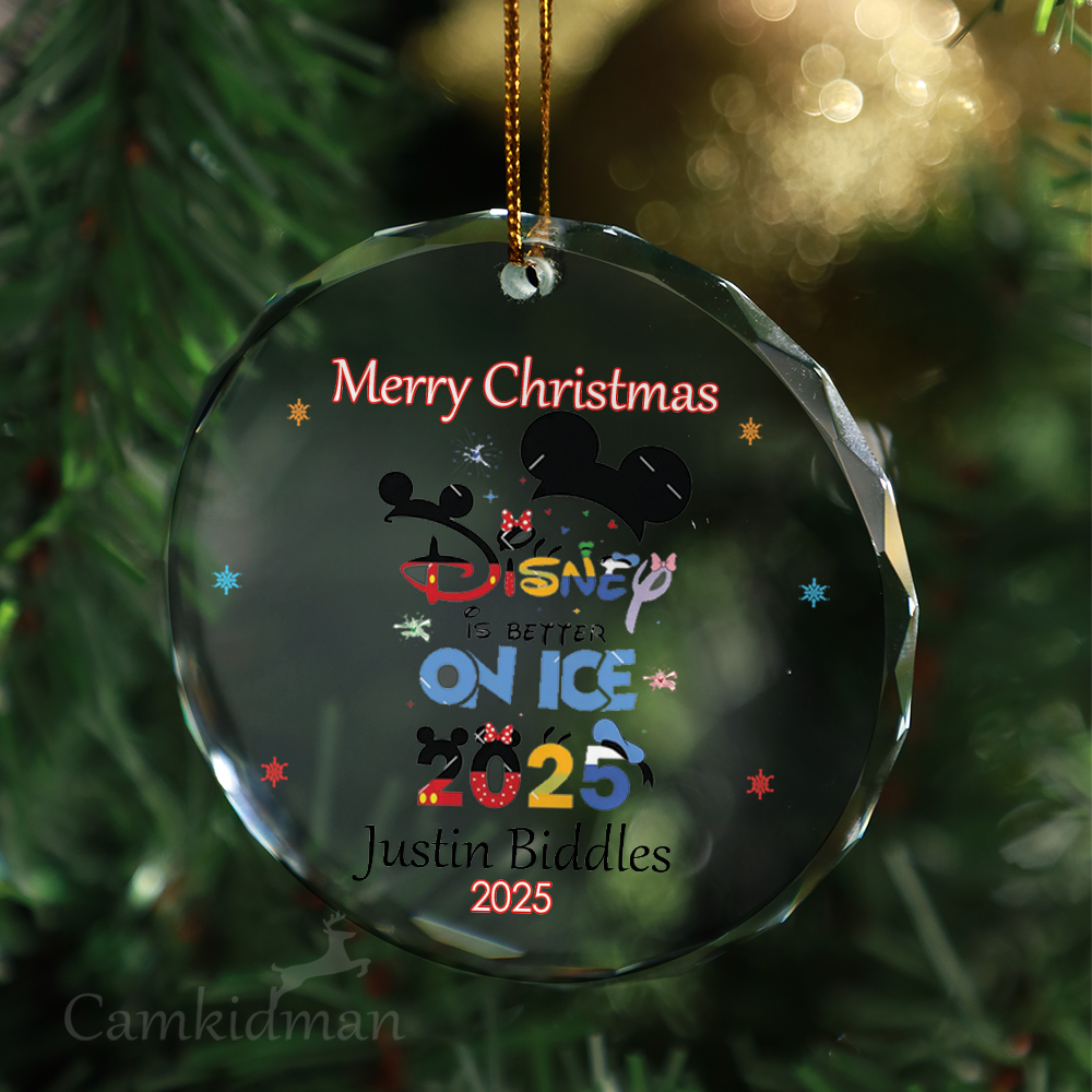 Disney On Ice Mickey Personalized Name 2025 Glass Ornament tree