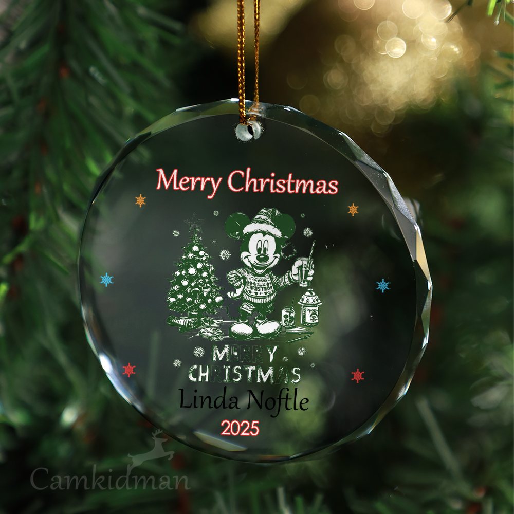 Mickey 2025 children's gifts Glass Christmas Ornament 2025 Personalized Name tree