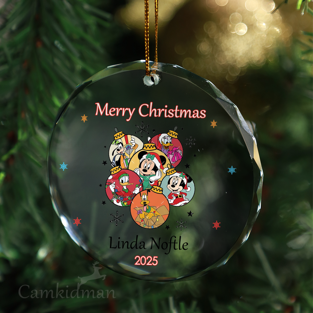 Disney Character Baubles Personalized Name 2025 Glass Ornament gifts family