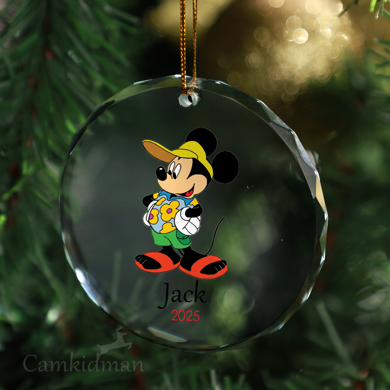 Mickey Mouse Glass Christmas Ornament 2025 Personalized Name Gift gifts