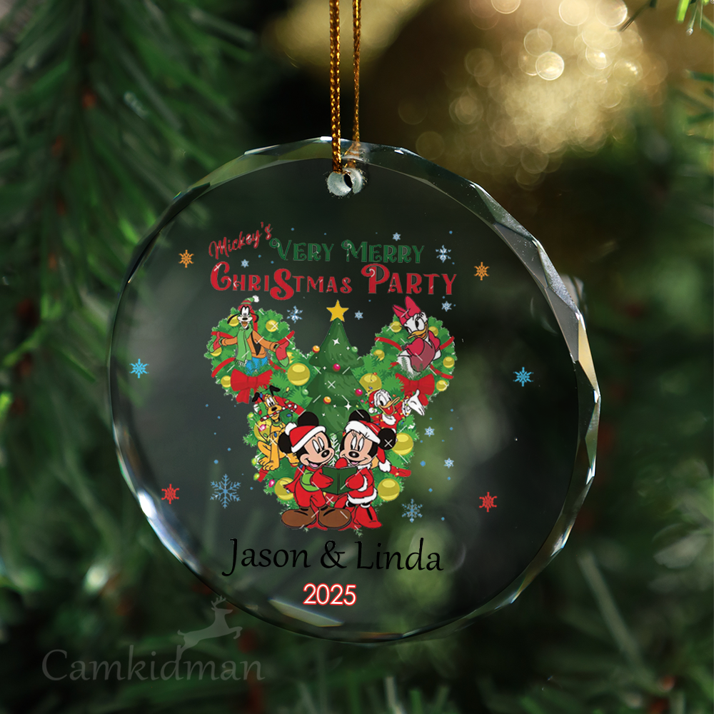 Disney Glass Christmas Ornament 2025 Personalized Name Party gifts family