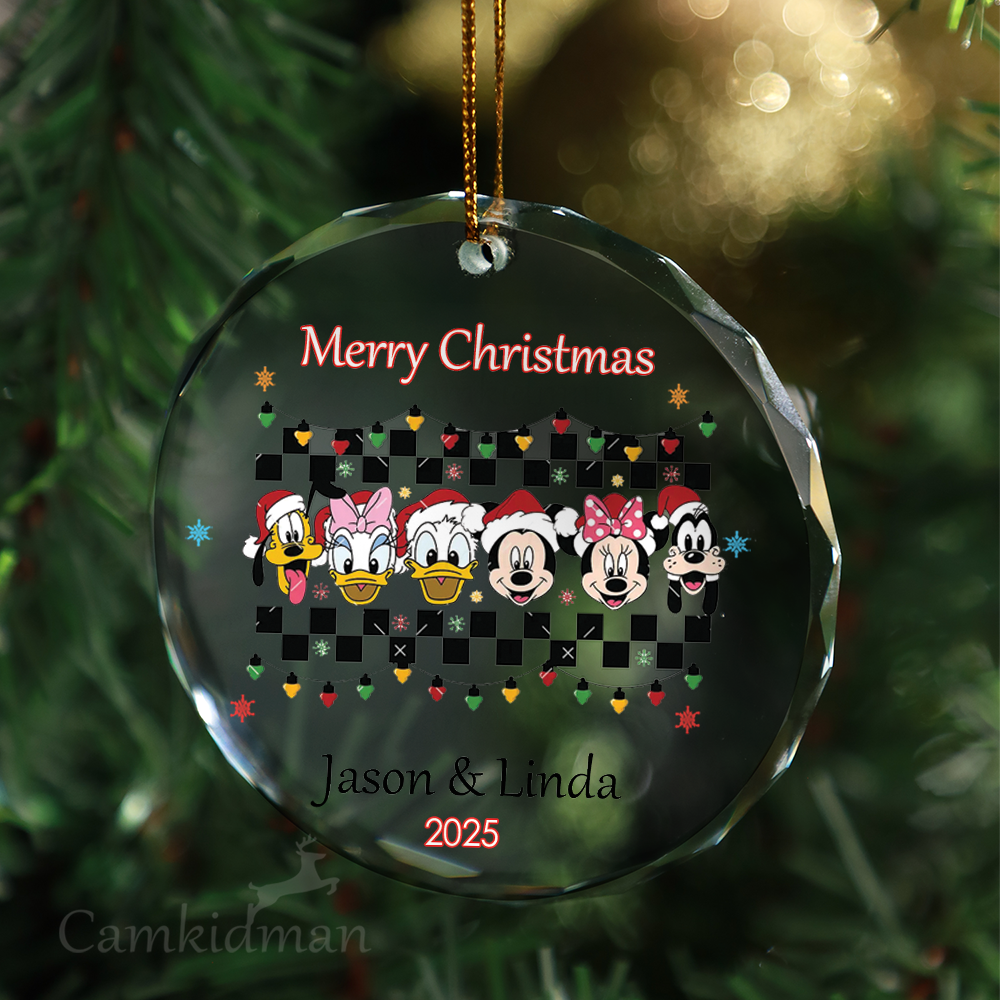 Disney Character Checkerboard gifts family Glass Christmas Ornament