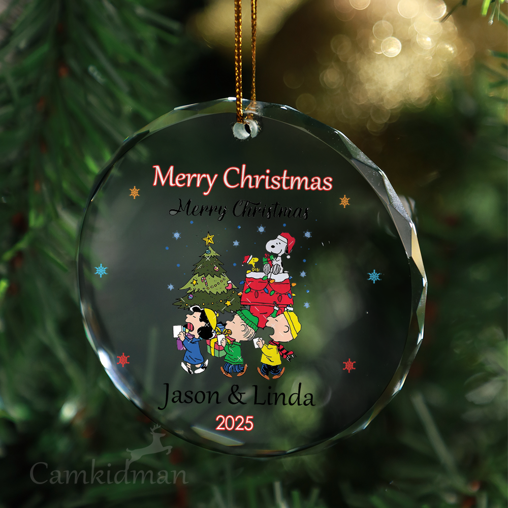 Disney Characters Personalized Name 2025 Christmas Glass Ornament tree