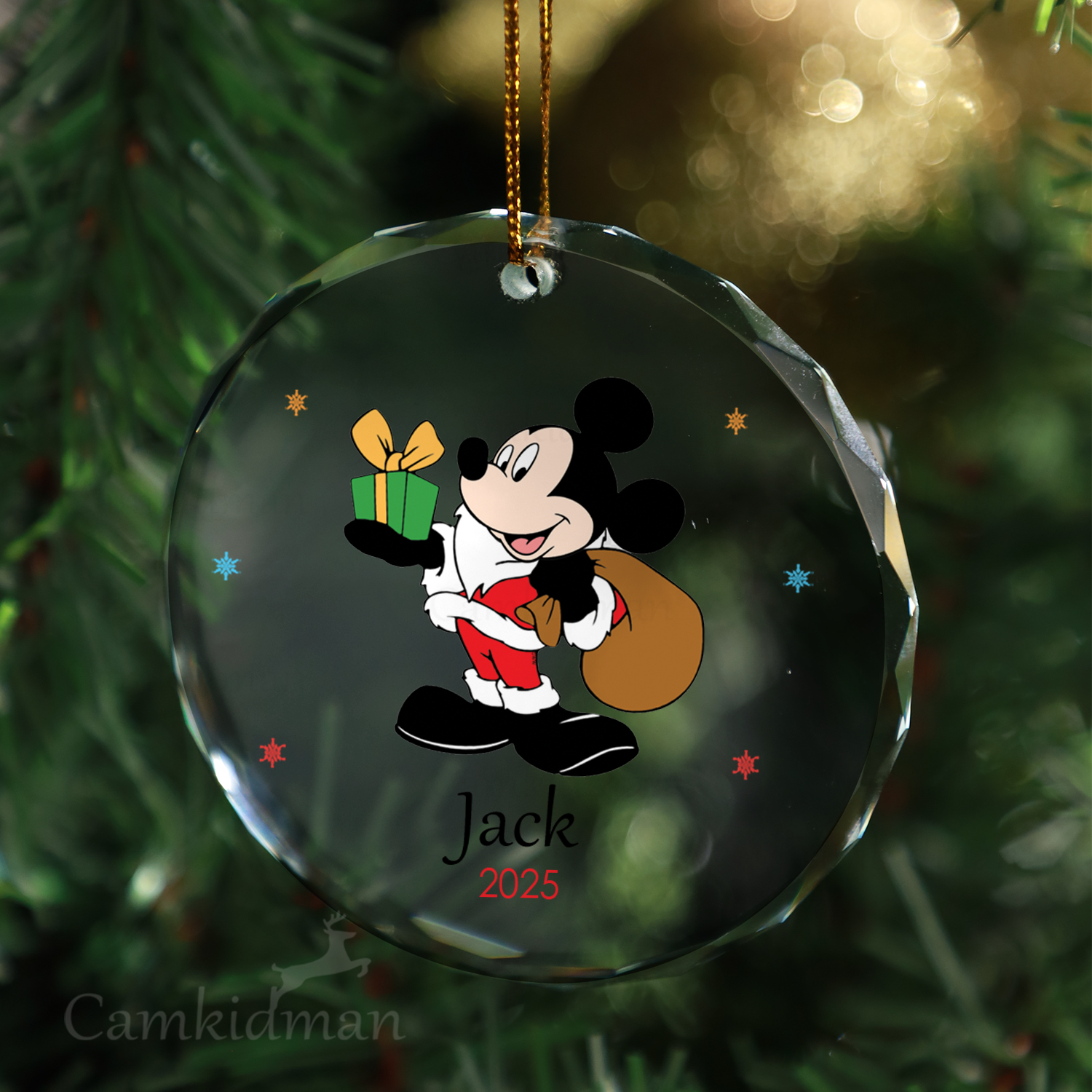 Mickey Glass Christmas Ornament 2025 Personalized Name Gift gifts kids