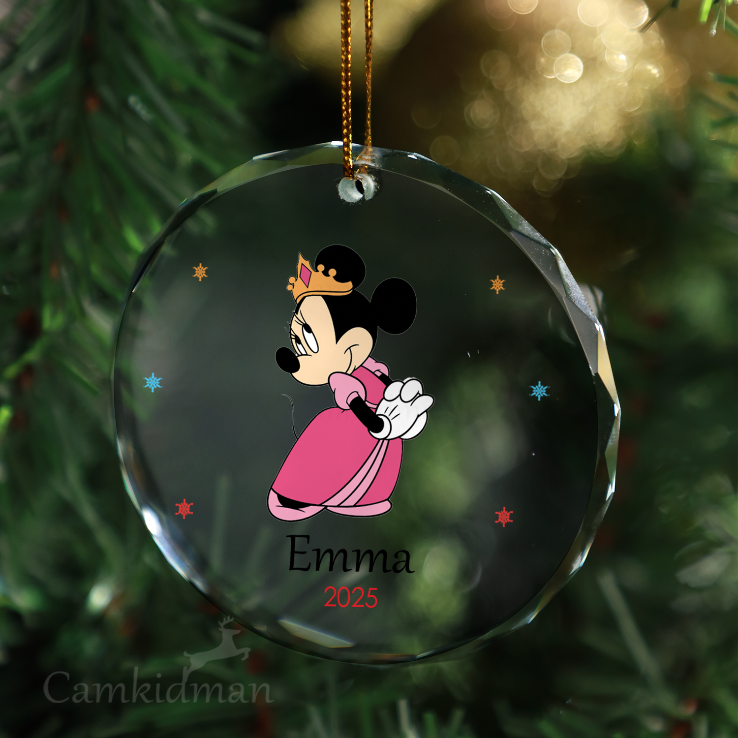 Minnie Princess Dress Personalized Name 2025 Glass Ornament gifts family