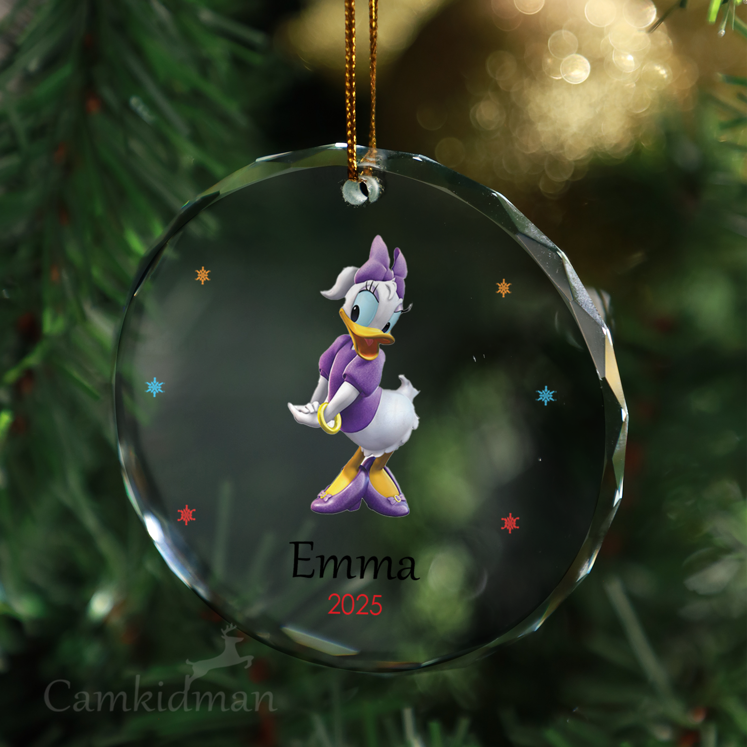 Daisy Duck Purple Dress Personalized Name 2025 Glass Ornament gifts