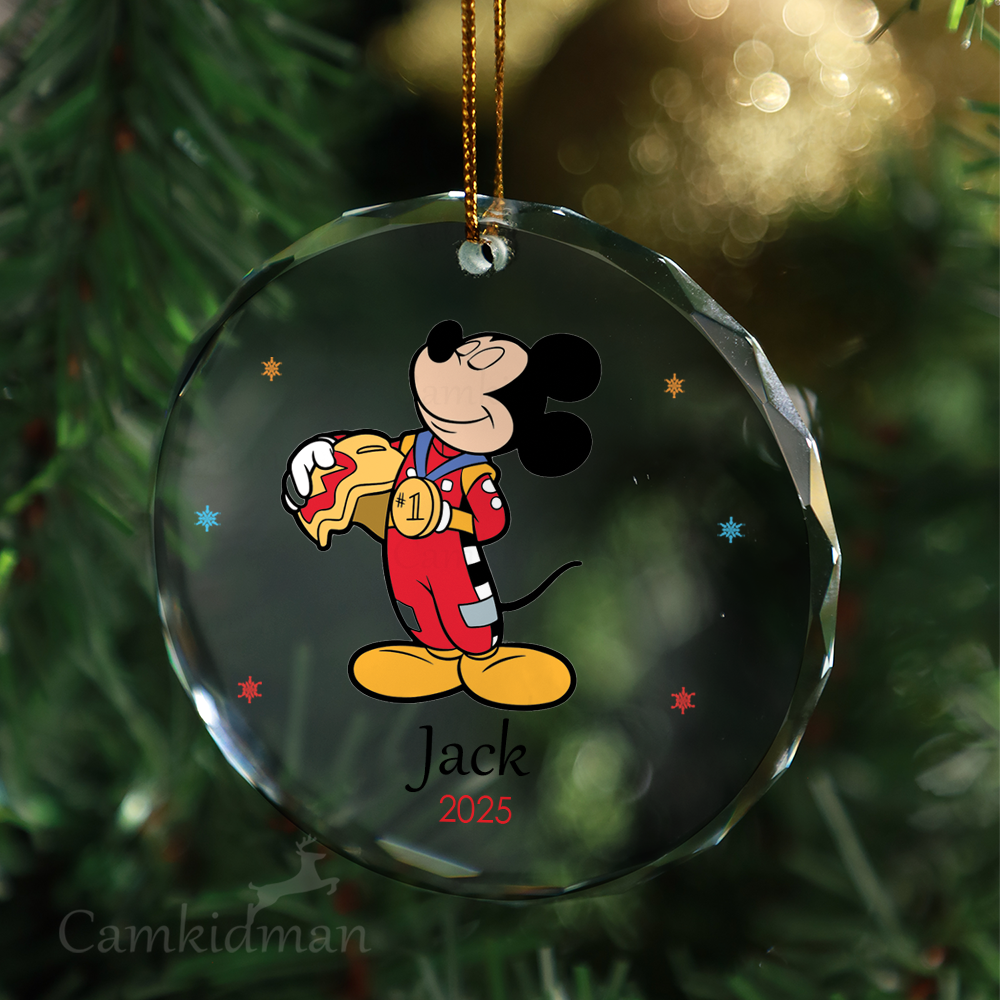 Mickey Nutcracker Personalized Name 2025 Glass Ornament gifts family
