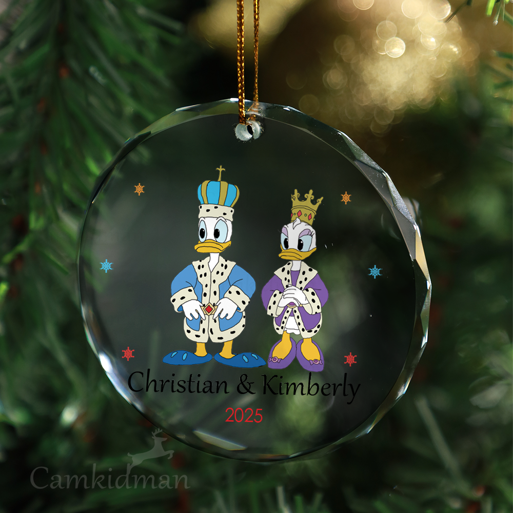 Disney Royal Couple Personalized Name 2025 Glass Ornament gifts kids