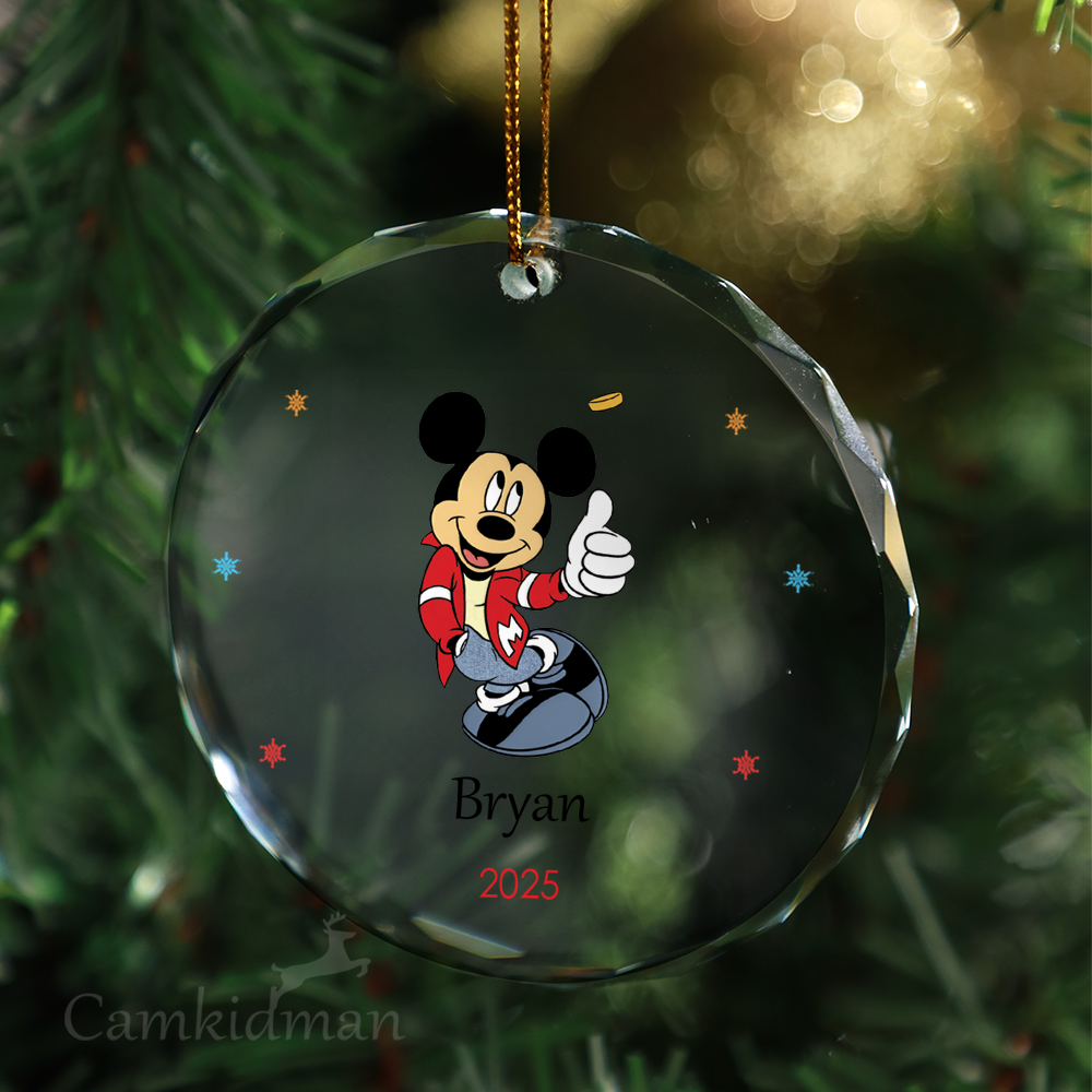 Mickey Thumbs Up Personalized Name 2025 Glass Ornament gifts