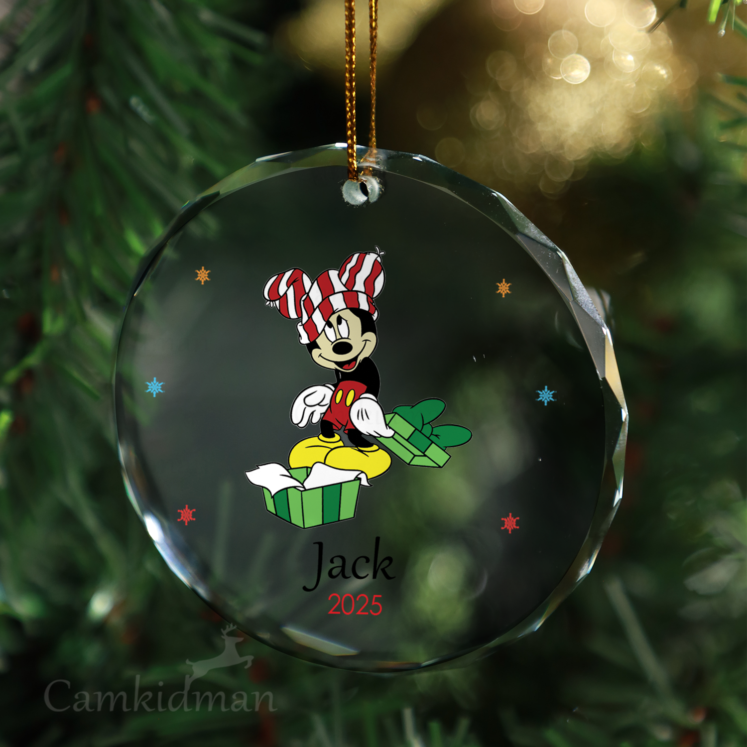 Mickey Green Glass Christmas Ornament 2025 Personalized Name gifts kids