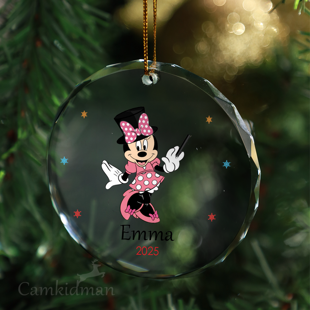 Minnie Magician Outfit Personalized Name 2025 Glass Ornament gifts kids