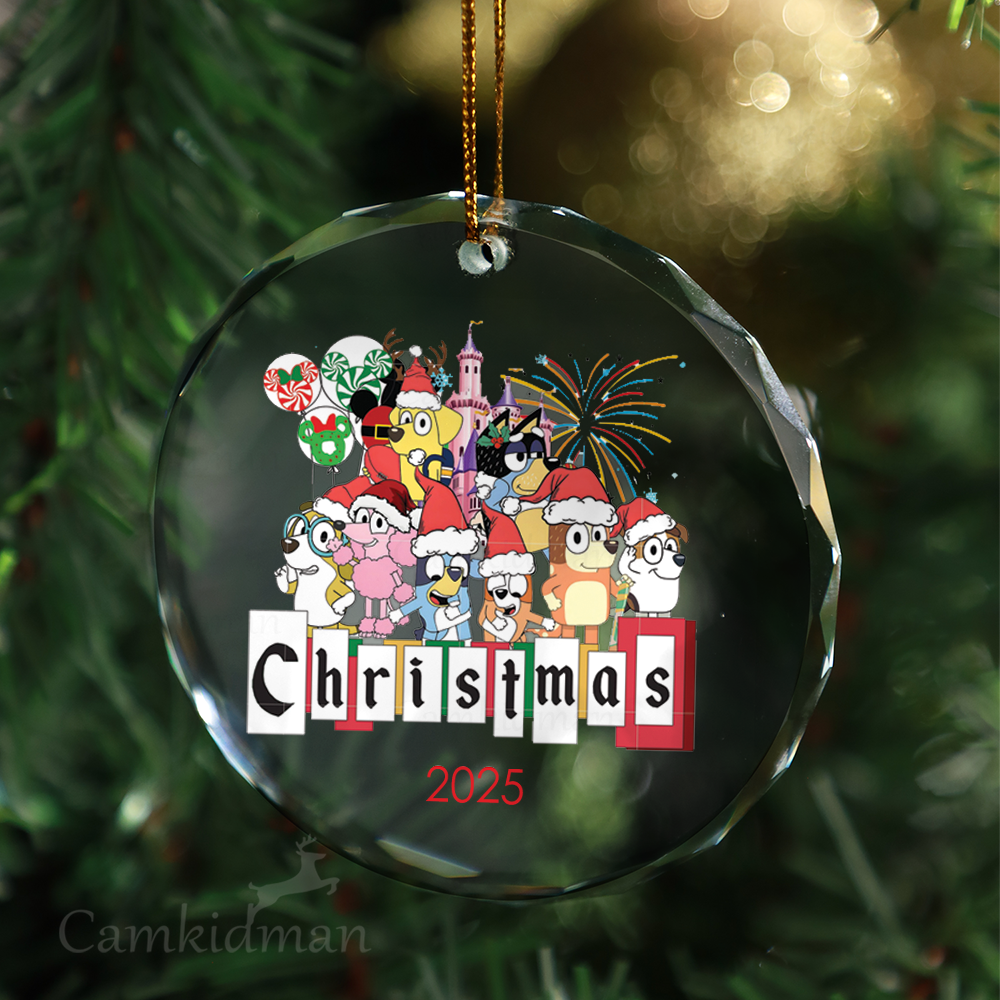 Bluey Glass Christmas Ornament 2025 Personalized Name Celebration gifts kids