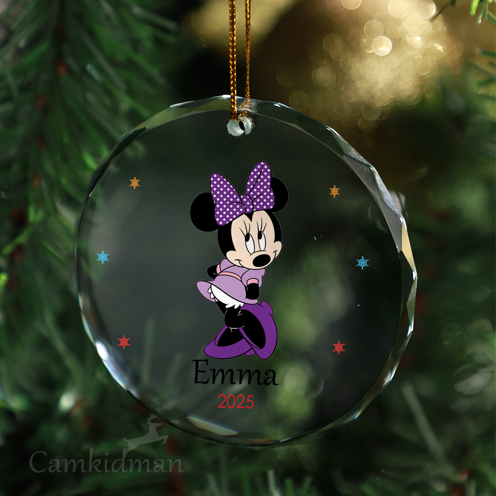 Minnie Purple Bow Personalized Name 2025 Glass Ornament gifts