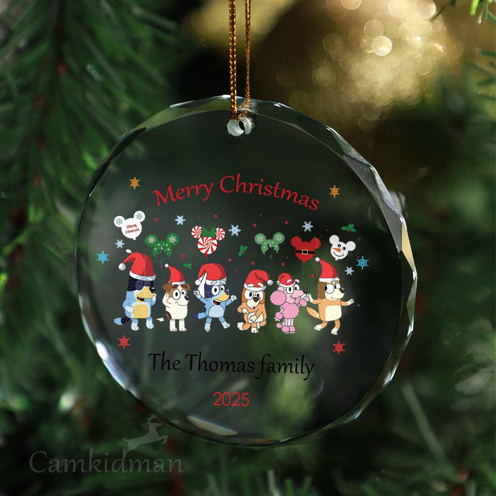 Bluey Friend children's gifts Glass Christmas Ornament 2025 Personalized Name tree