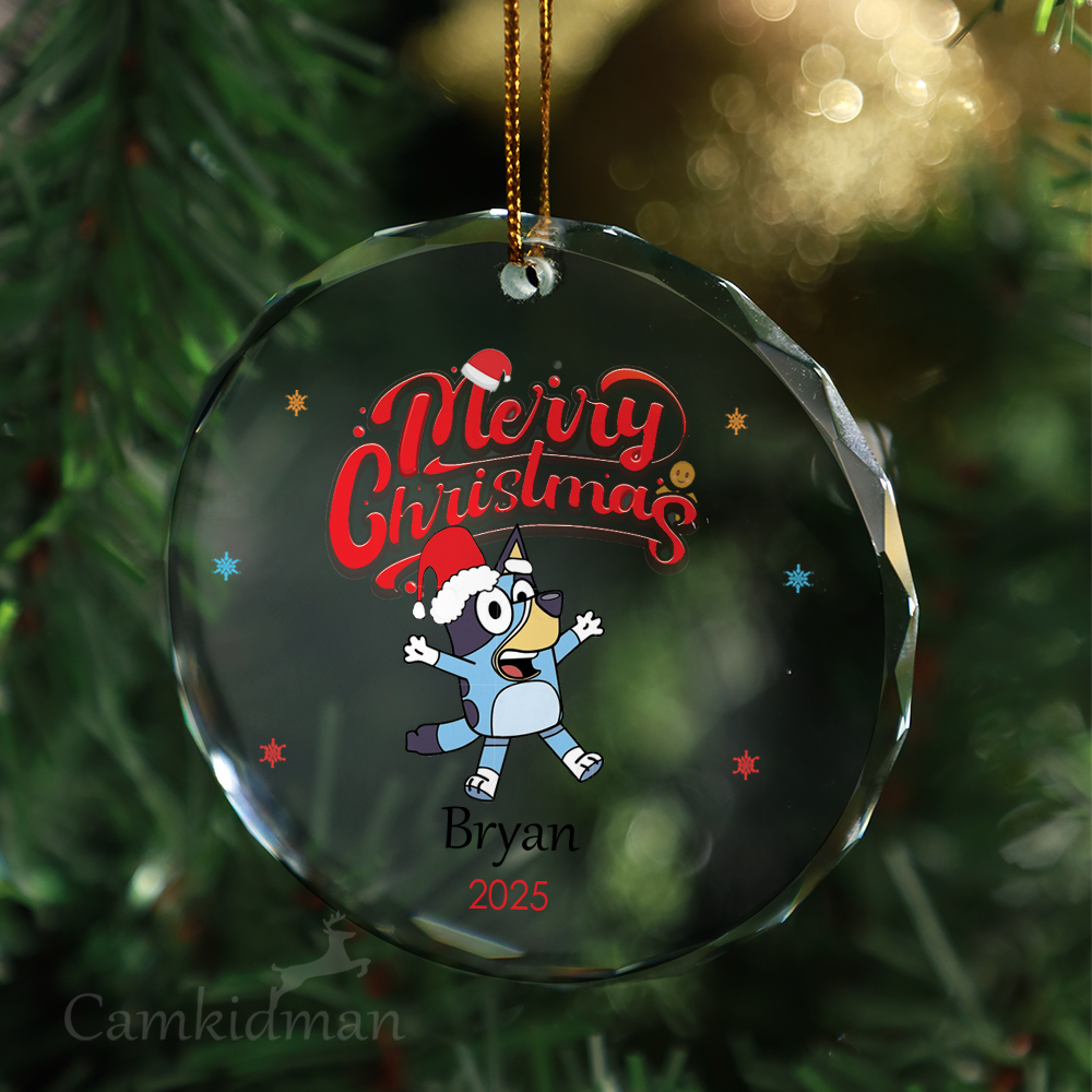 Bluey 2025 children's gifts Glass Christmas Ornament 2025 Personalized Name gifts kids
