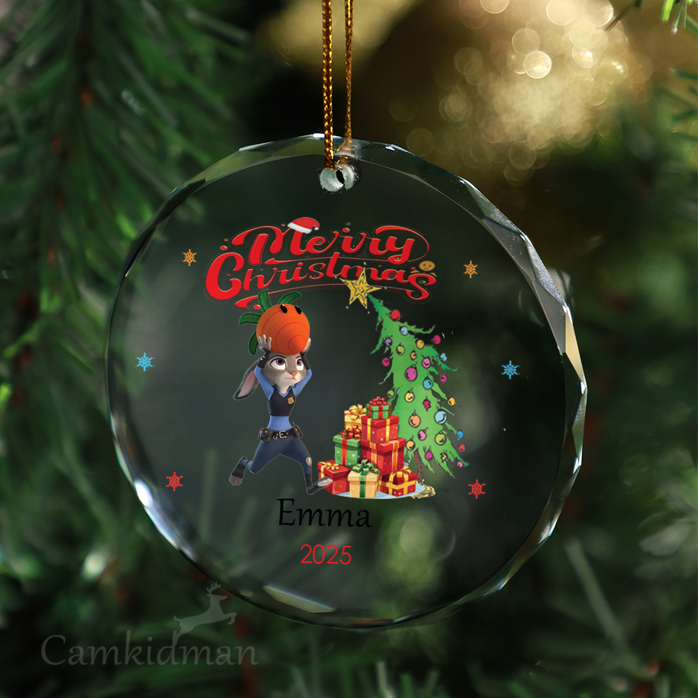 Boy Decorating Glass Christmas Ornament 2025 Personalized Name gifts