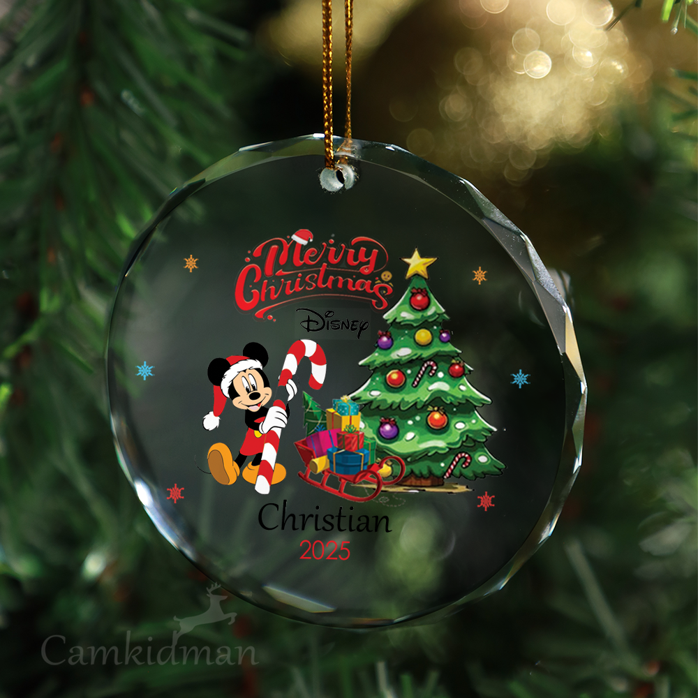 Disney Mouse Mickey Glass Christmas Ornament 2025 Personalized Name Tree 2025 Holiday 