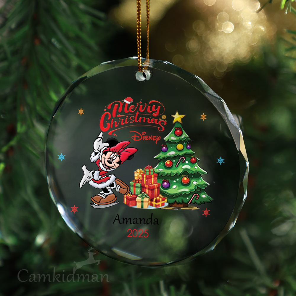 Disney Minnie with Glass Christmas Ornament 2025 Personalized Name Tree  