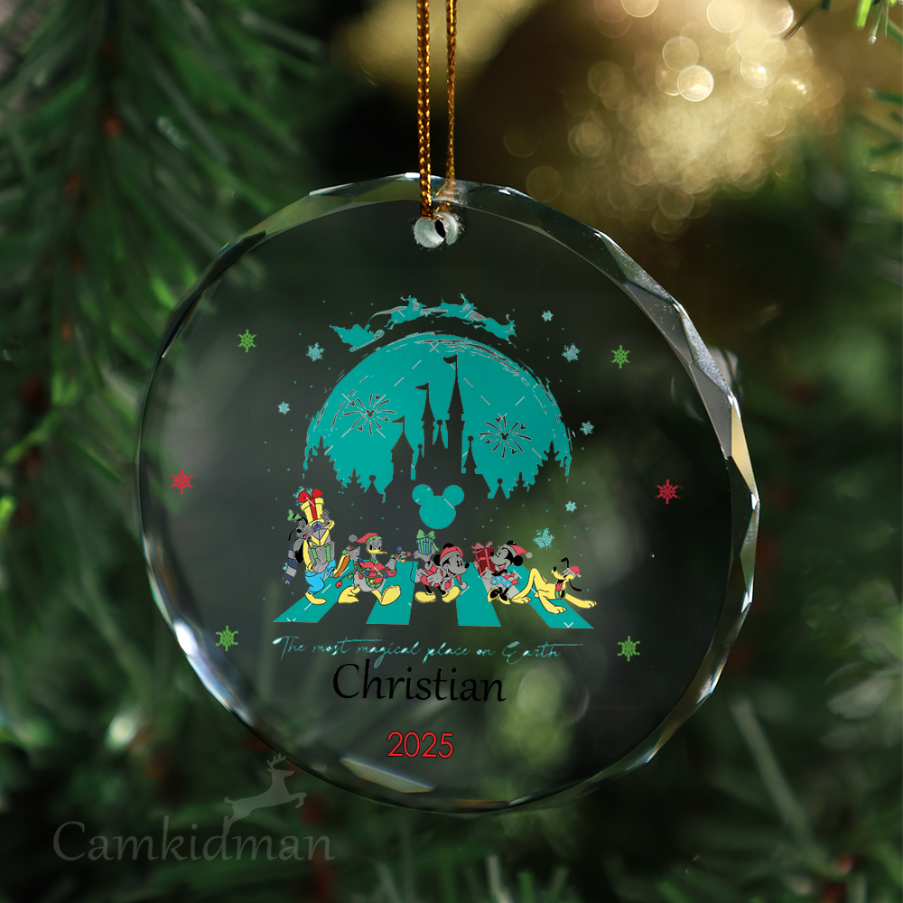 Disney Castle Magic Holiday Keepsake 2025 Round Glass Christmas Ornament 2025 Personalized Name