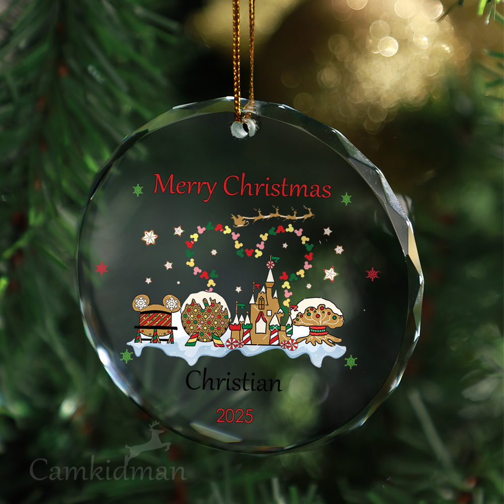 Festive Tree Candy Gifts Holiday Decor 2025 Round Glass Christmas Ornament 2025 Personalized Name