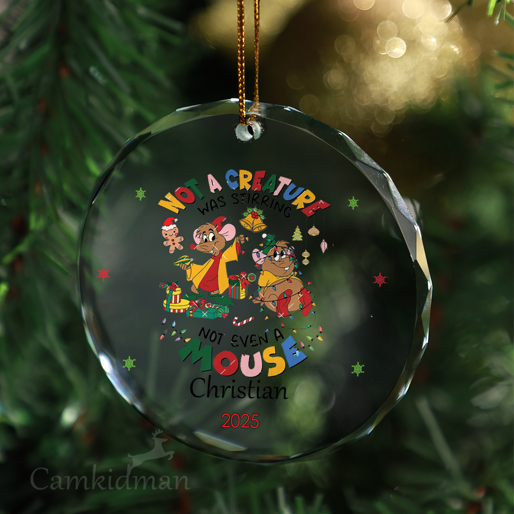 Disney Characters Not a Creature Was Stirring 2025 Glass Christmas Ornament 2025 Personalized Name