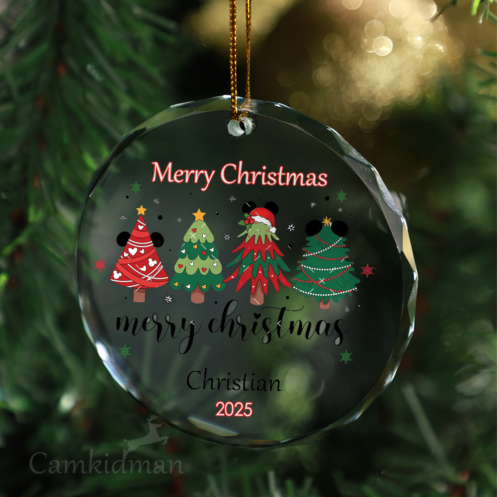 Personalized Name 2025 Glass Ornament Grinch Hands Heart Holiday Decoration