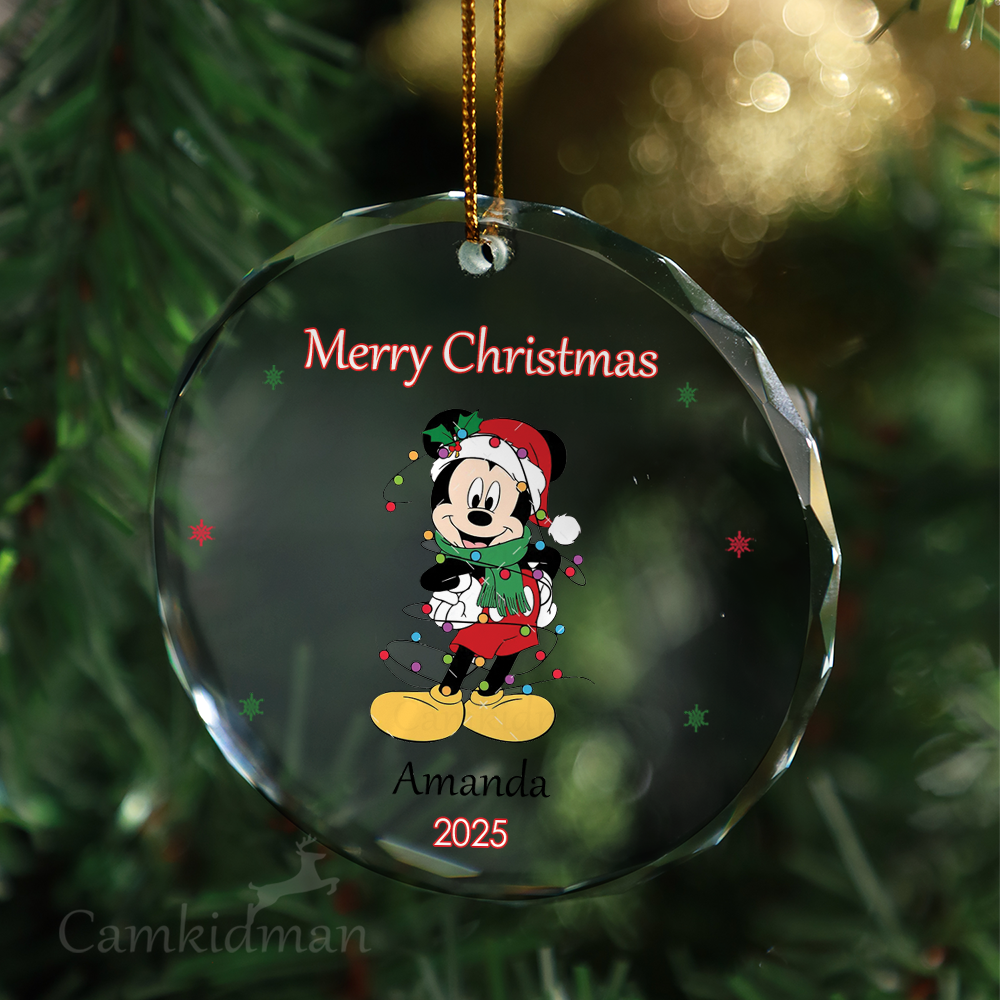 Disney Mickey Minnie Donald Holiday Party 2025 Decoration Glass Christmas Ornament
