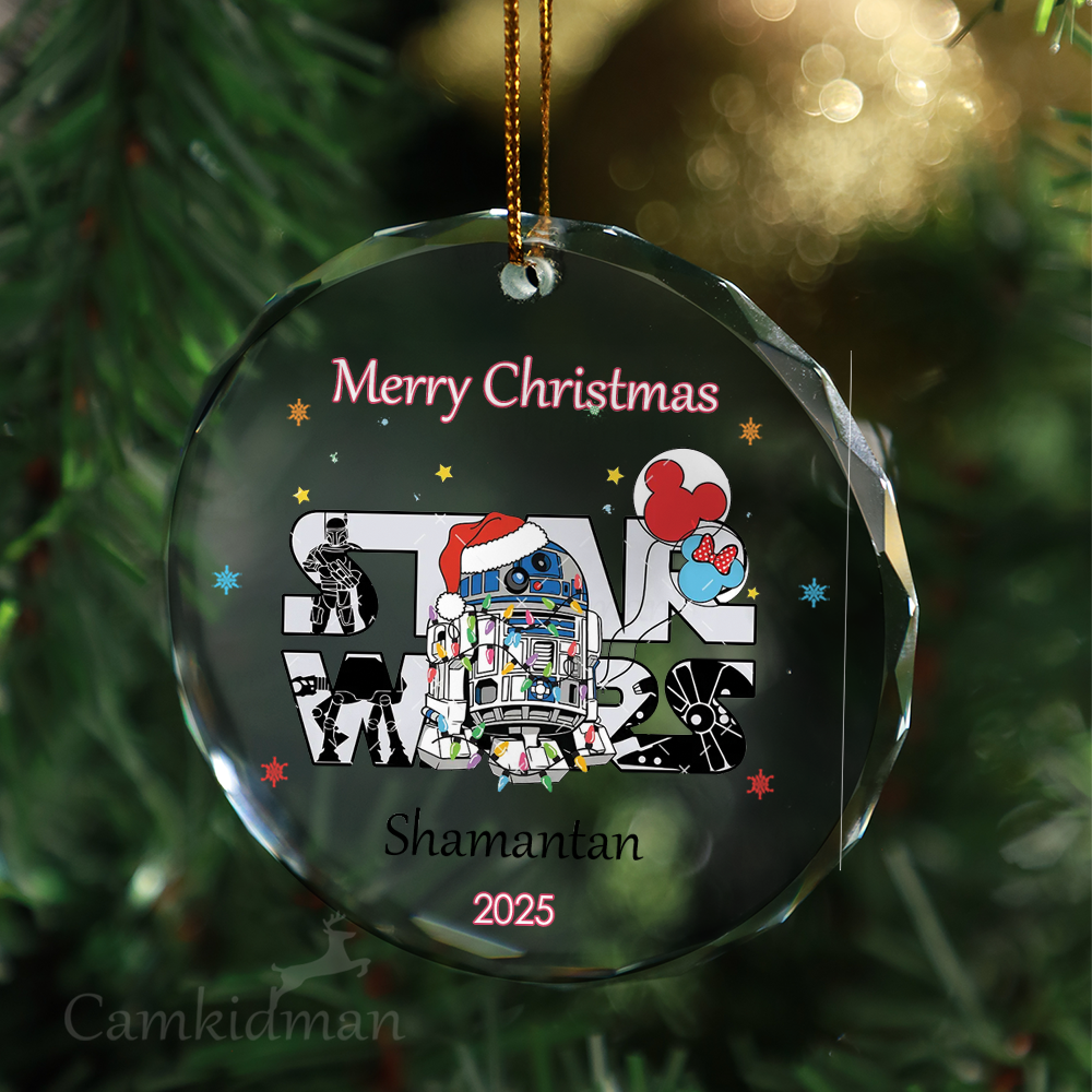 Dad Disney Mickey 2025 Glass Christmas Ornament 2025 Personalized Name Decoration