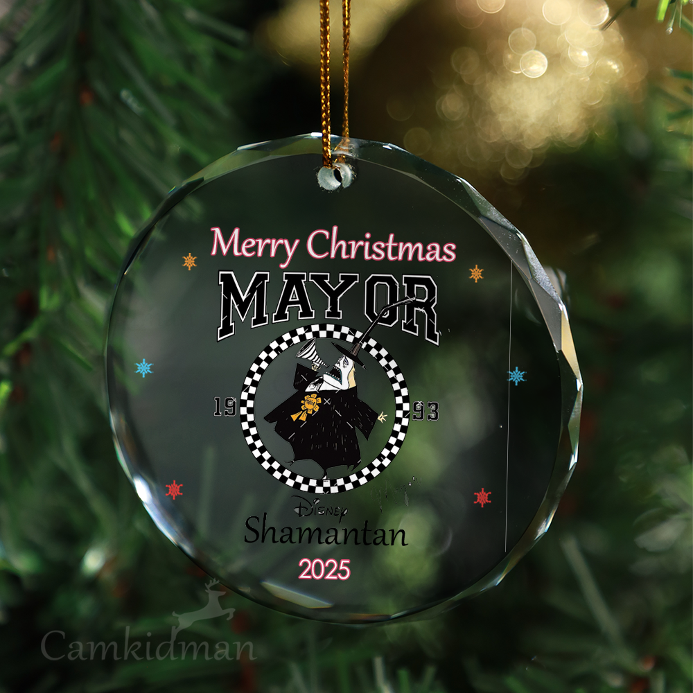 Bluey Cartoon Character Reindeer Antlers 2025 Holiday Gift Glass Christmas Ornament