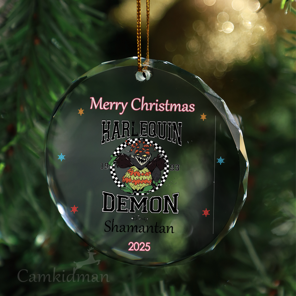 Grandpa Disney Characters 2025 Round  Glass Christmas Ornament
