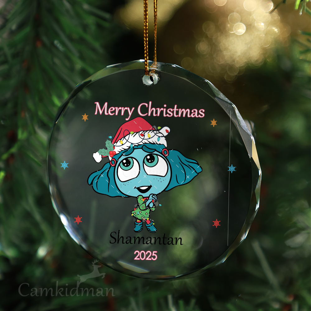 Blue Cartoon Character 2025 Funny Holiday Decoration Glass Christmas Ornament