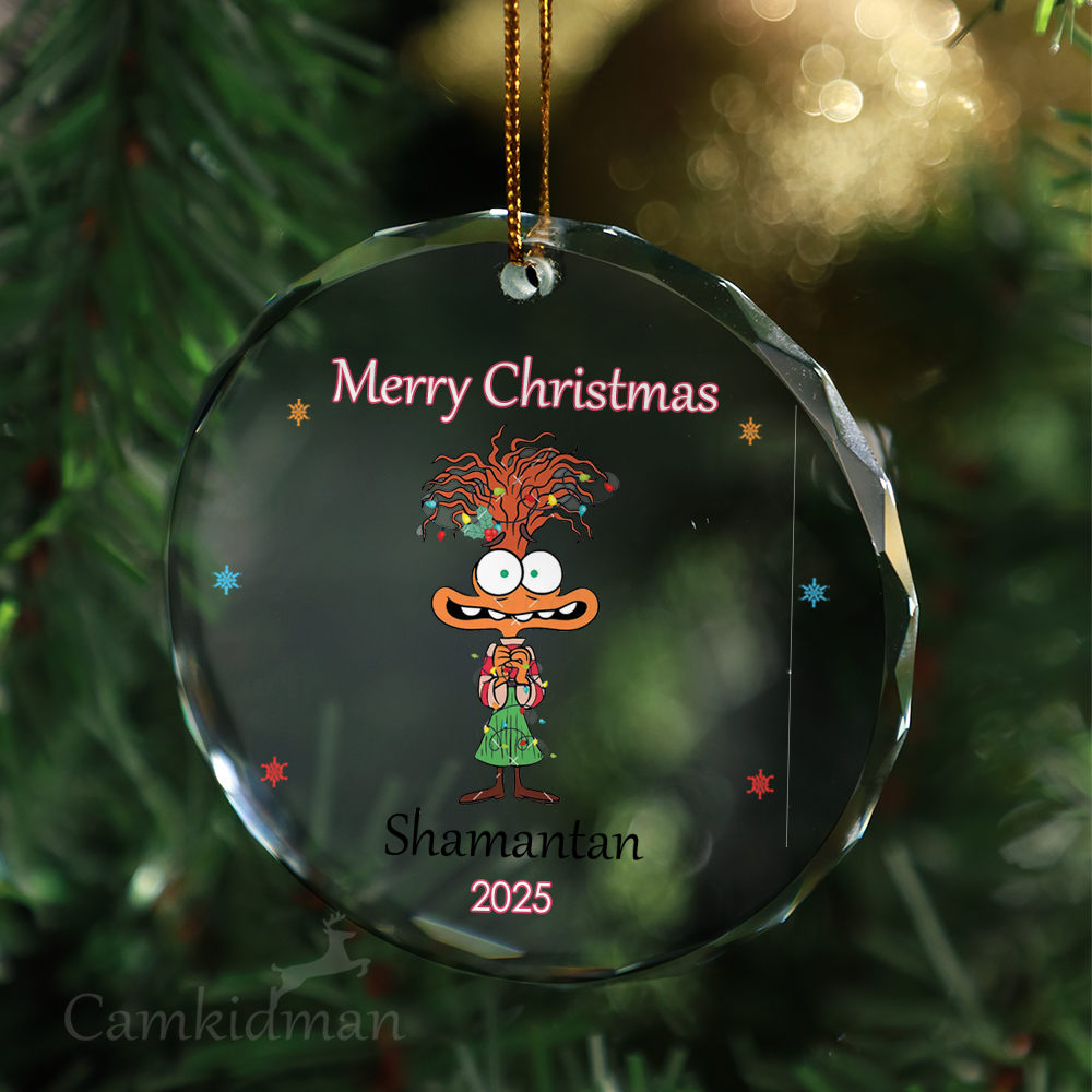 Crazy Eyed Character 2025 Quirky Glass Christmas Ornament 2025 Personalized Name