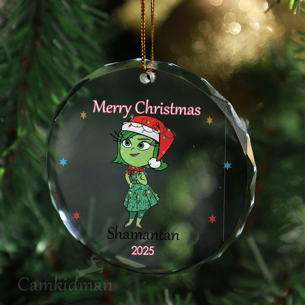 Green Elf Style Character 2025 Holiday Cartoon Keepsake Glass Christmas Ornament