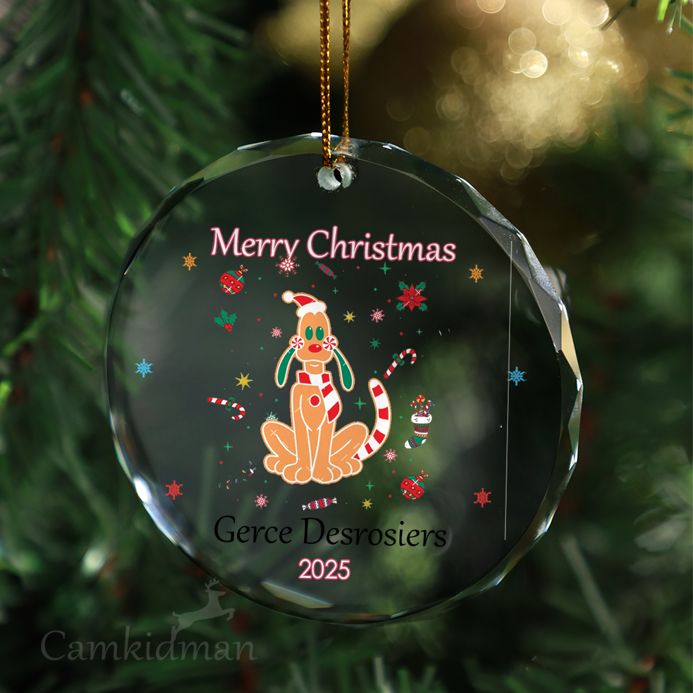 Gingerbread Girl 2025 Cute Glass Christmas Ornament 2025 Personalized Name