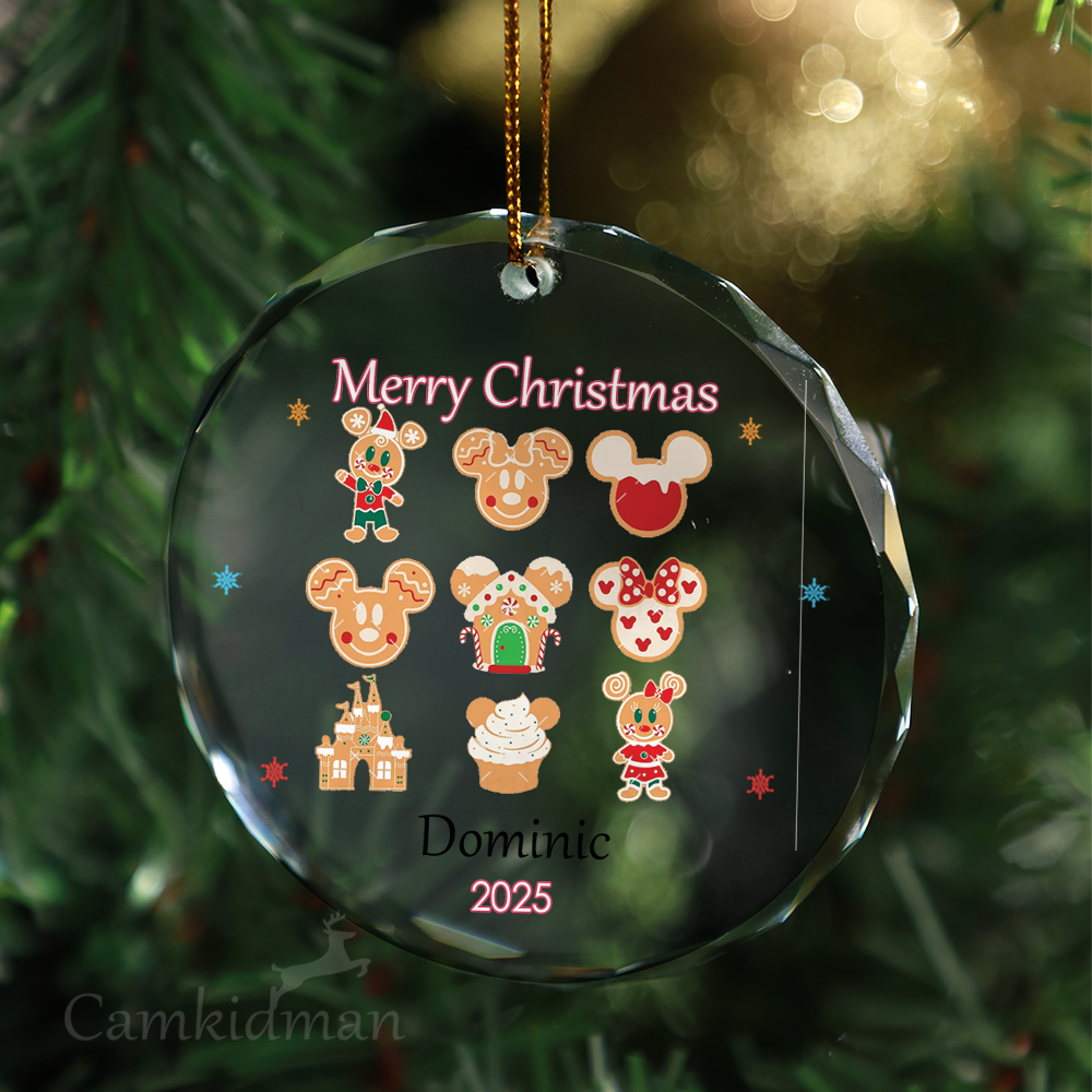 Gingerbread Cookie Set 2025 Cute Glass Christmas Ornament 2025 Personalized Name