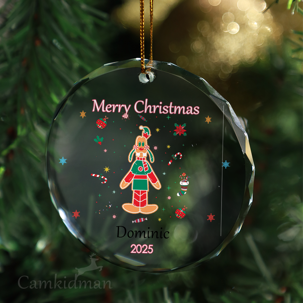 Gingerbread Nutcracker Holiday Cartoon Decoration Glass Christmas Ornament